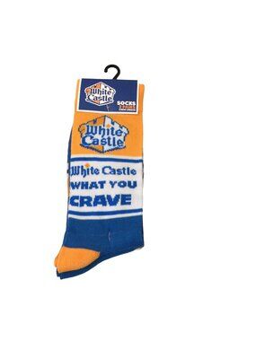 White Castle What You Crave Men's Crew Socks Set of 2 Large Size 8-12